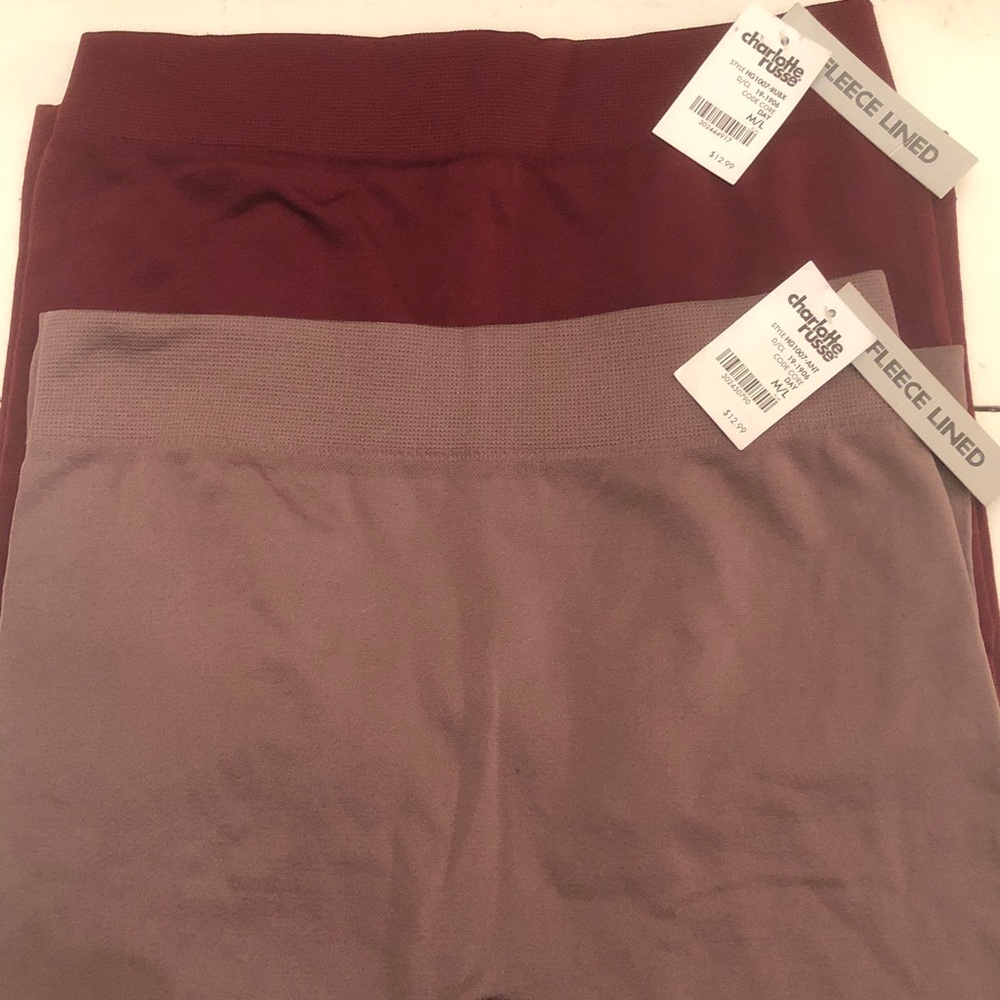 CHARLOTTE RUSSE FLEECE LINED LEGGINGS NEW WITH TAGS 2 PAIR 2 COLOURS SIZE M/L